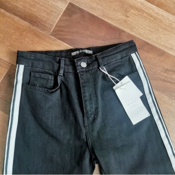 WT Zara black high rise striped skinny jeans - Picture 5 of 6